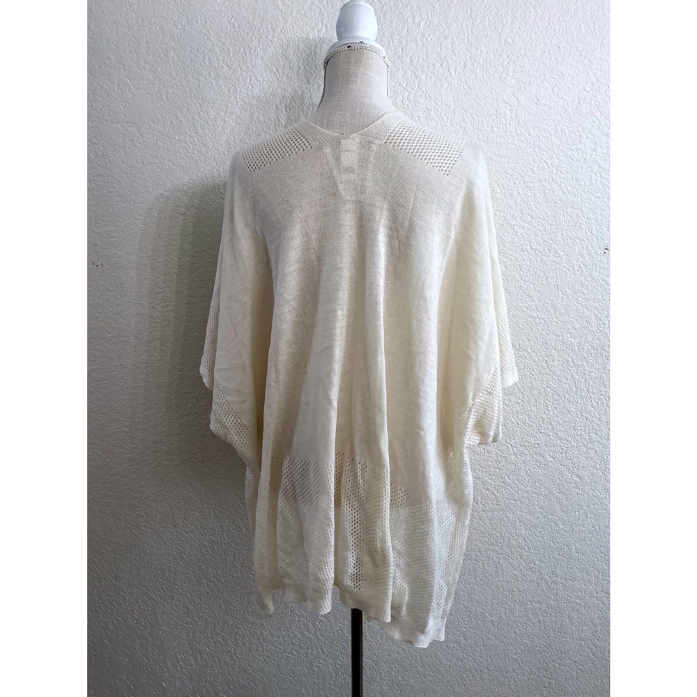 a.n.a Cardigan One Size Cream Pointelle Knit Open Front Kimono Wrap - Picture 2 of 5